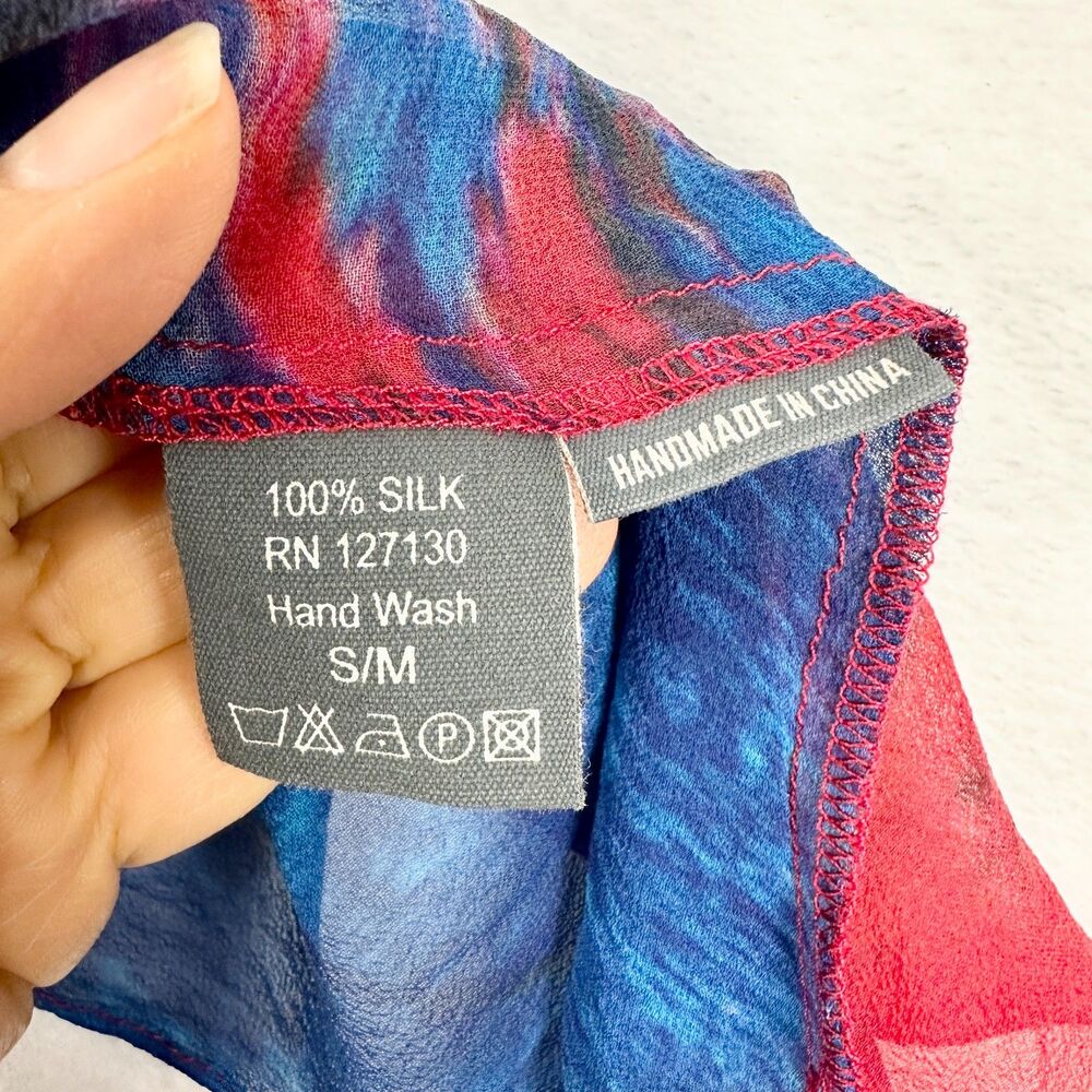 Cocoon House Silk Sheer Poncho Topper Small/Medium Art To Wear Colorful Abstract - Picture 5 of 5